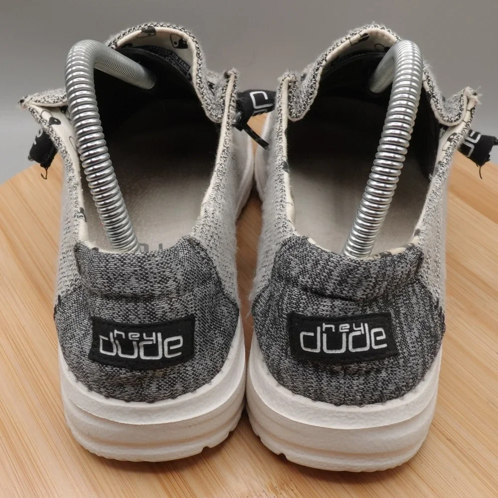 Hey Dude Shoes Womens 7 Wendy Stretch Yin Yang Grey Knit Slip On Loafers Flaw
